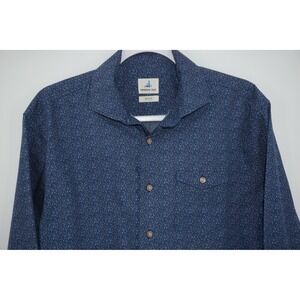 Johnnie-O Bayles Shirt Blue Floral Button Up Long Sleeve Hangin' Out Mens Medium